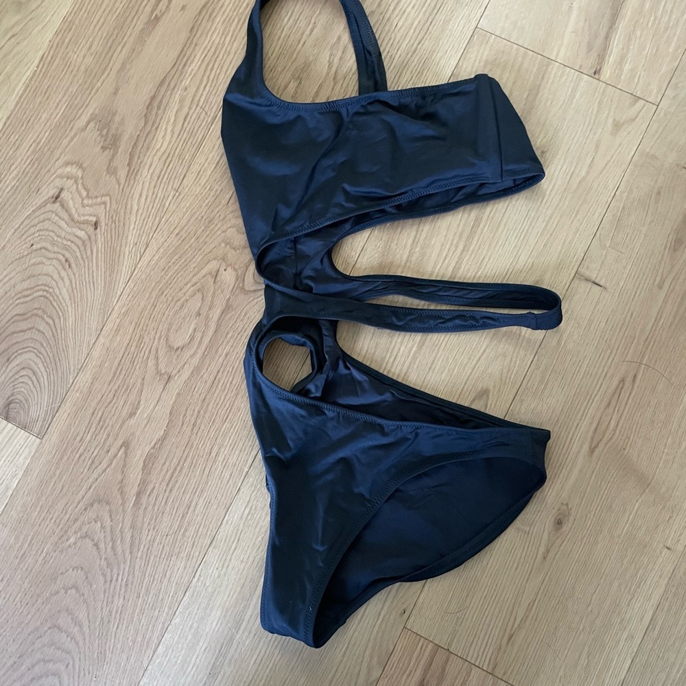 SKIMS Black One Shoulder Swimsuit